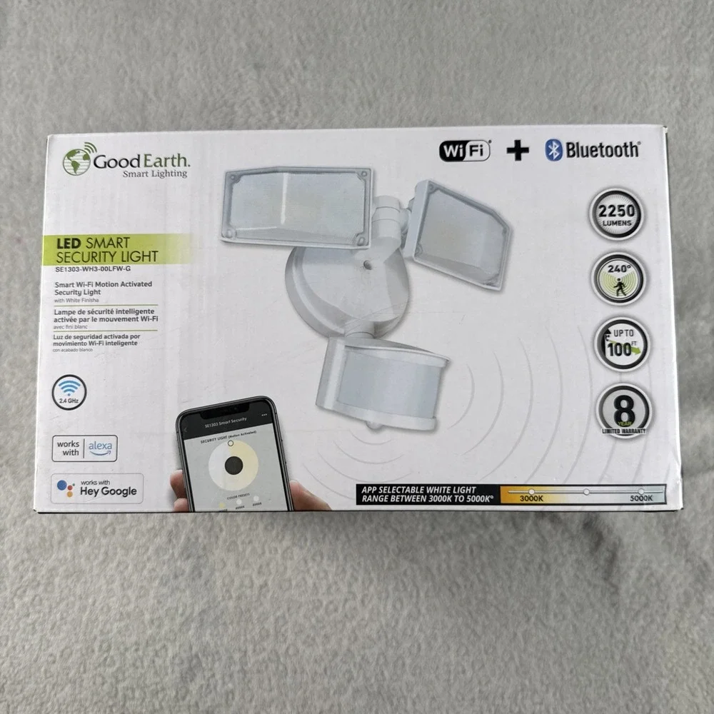 Good Earth SMART LED Motion Activated Security Area Flood Light - White -WiFi BT